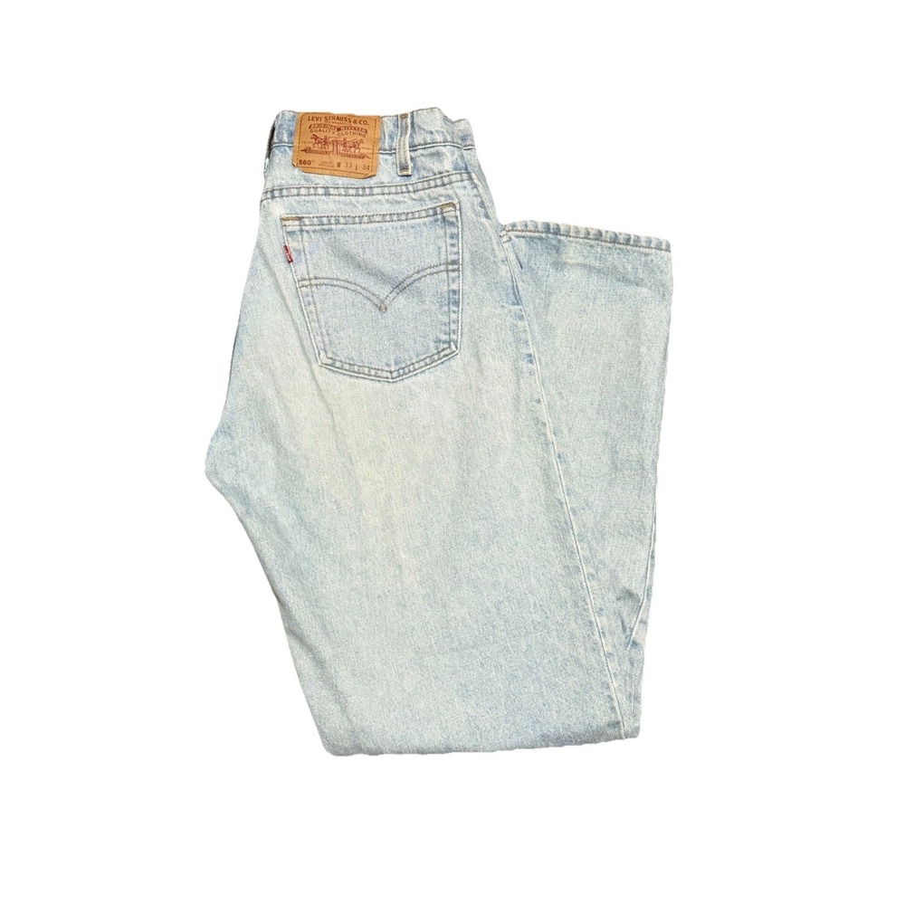 Vintage Levis 560 Relaxed Tapered Leg Fit Blue Denim Jeans Mens 33x34 USA Made
